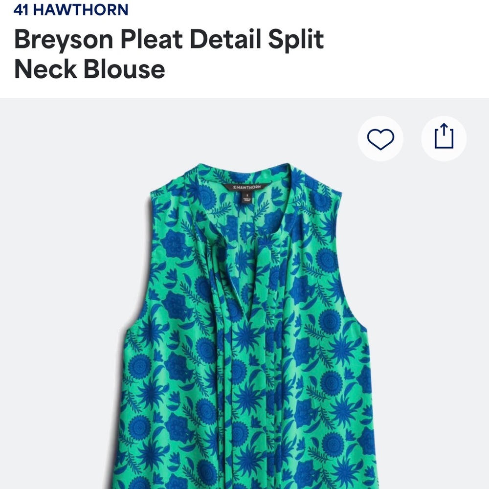 41 Hawthorn Teal and Navy Floral Blouse